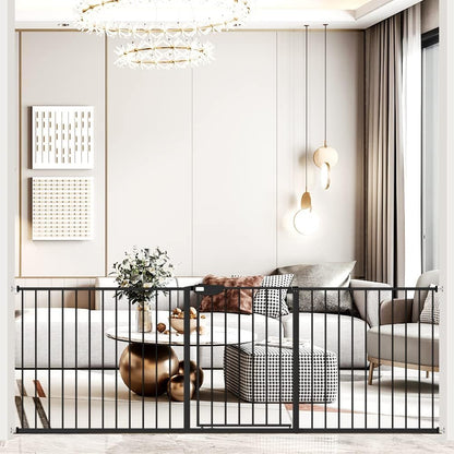 DEARBB Triple Lock Baby Gate for Stairs Doorways and House 31" to 86" Extra Wide Pressure Mounted Easy Walk Through Auto Close Safety Pet Gate White 49.21-67.32"