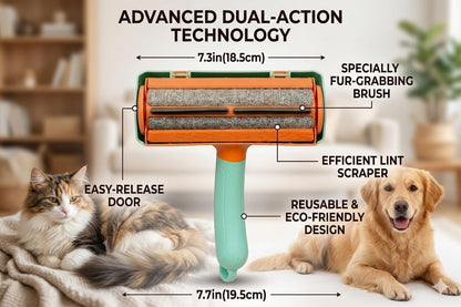Tomby Reusable Pet Hair Remover Roller for Dog & Cat Hair, Lint Roller for Furniture, Couch, Carpet, Car, Rugs & Bedding, No Sticky Sheets, Easy Cleaning, Portable