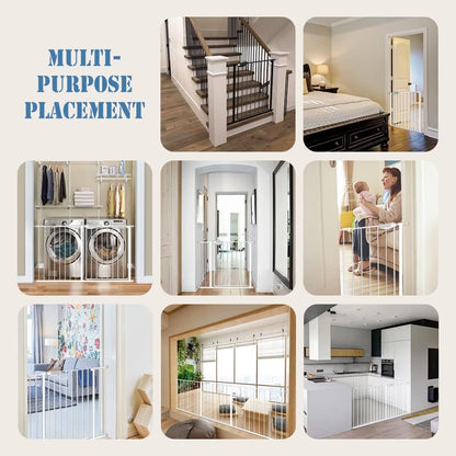 DEARBB Triple Lock Baby Gate for Stairs Doorways and House 31" to 86" Extra Wide Pressure Mounted Easy Walk Through Auto Close Safety Pet Gate White 49.21-67.32"