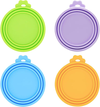 Food Can Lids, 4 Pcs Silicone Pet Food Can Covers for Dog & Cat Food, One Tin Cap Fit Most Standard Size Dog Cat Food Canned（Multicolor）…