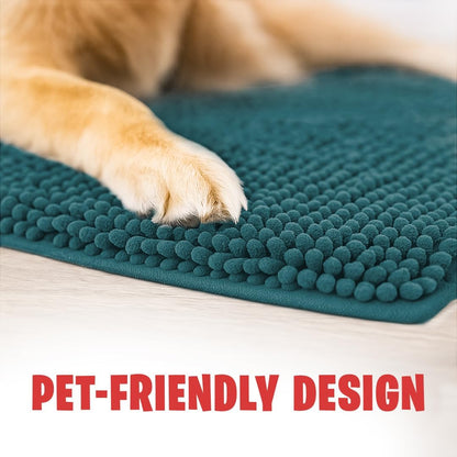 MudGuard Mat™ Dog Door Mat for Muddy Paws, Super Absorbent Microfiber, Non-Slip Indoor Mat, Quick Dry Chenille Mud Mat for Dogs & Entryway, Washable, Grey 19" x 30"