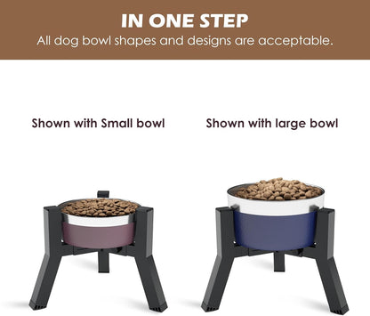 Dog Bowl Stand for Medium Large Dogs, Adjustable Width Elevated Dog Bowls 7-10.6", Raised Dog Food Water Bowls, 11 inch Tall Single Holder, Black,Bowl Not Included