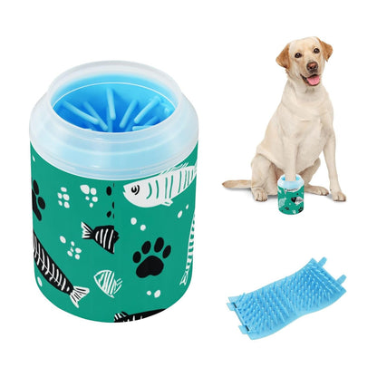 Dog Paw Cleaner Cups for Dogs Pet Foot Washer Paw Scrubber for Medium Small Dogs Cats Cleaning Cup Cute Yellow Fiesta Guitars Cacti and Ethnic Birds
