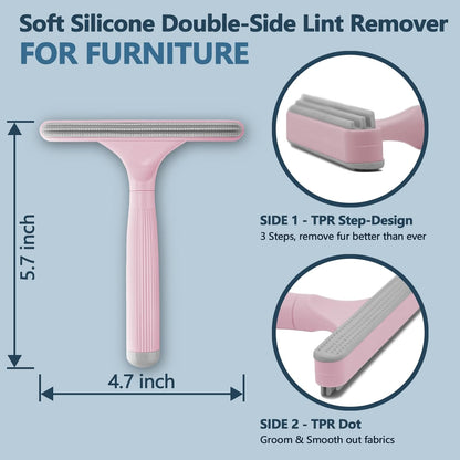 2 Pack Portable Pet Dogs Cats Hair Remover Lint Removal Shaver Tool Fur Scraper Carpet Rake for Couch Furniture Car Mats Fabric Sofa Clothes Bedding Pink