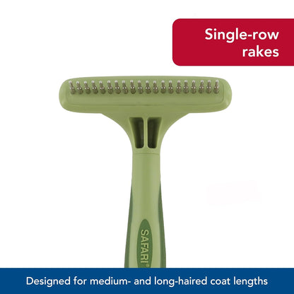 Coastal Pet Safari Dog Single Row Rotating Pins Undercoat Rake Dog Grooming Rake - Gentle Dematting Comb for Dogs - Effective Deshedding Comb - Pet Grooming Tools - Single Row