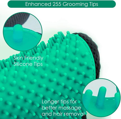 Upgrade Efficient Pet Hair Remover Gloves - Gentle Shedding Brushes for Dogs, Cats & Horses with Long and Short Hair - 1 Pair (Blue)