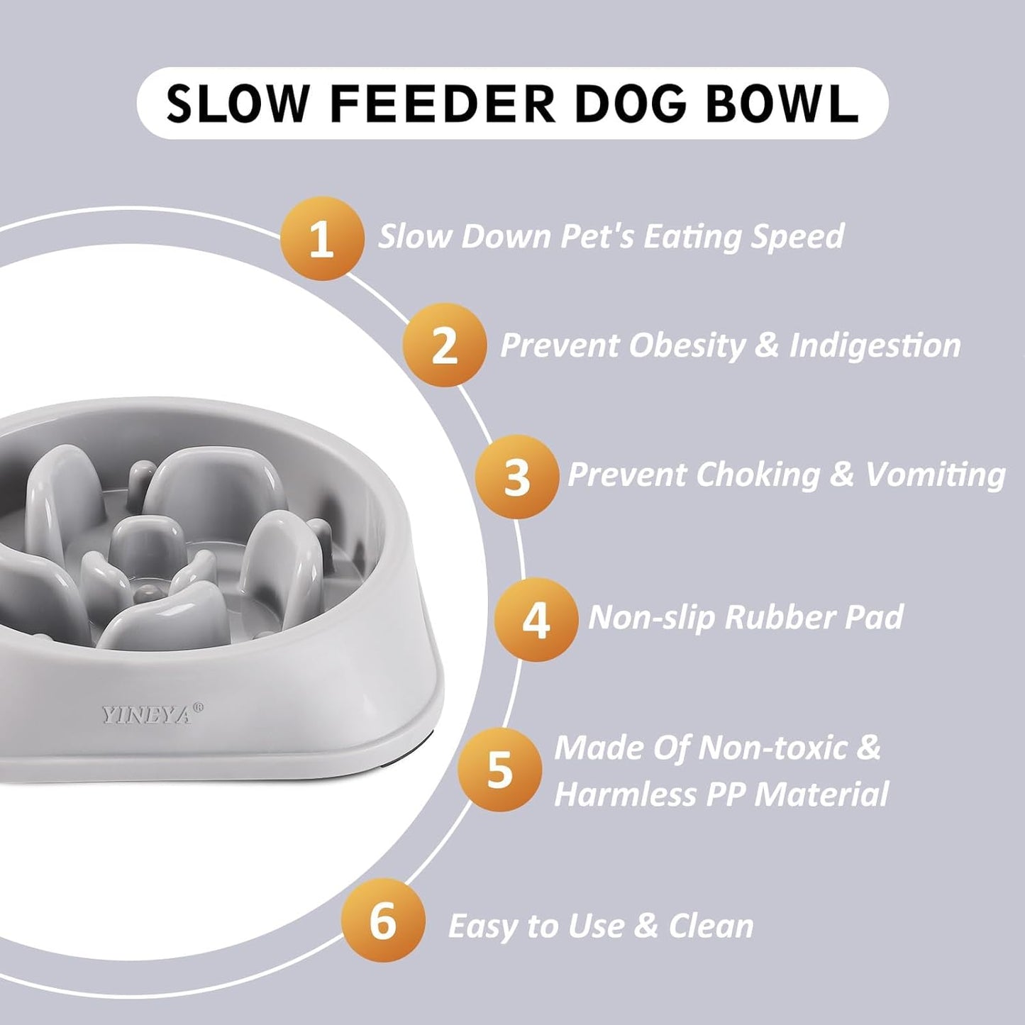 YINEYA Slow Feeder Dog Bowls, Pet Supplies that Slow Down Eating, Pet Food Bowls, Maze Dog Puzzle Feeder for Medium Breed