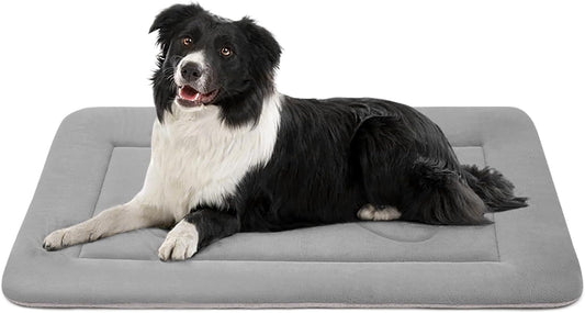 Large Dog Bed Soft Dog Crate Pad Mat 42 in Non-Slip Bottom Washable Dog Sleeping Mattress Pet Beds Cat Bed Kennel Pad, Dark Gray