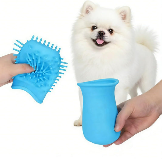1Pc Silicone Pet Bristle Grooming Tool - Portable Blue Pet Foot Washer Cup for Muddy Paws, Soft Paw Cleaner for Dogs & Cats, Easy to Clean