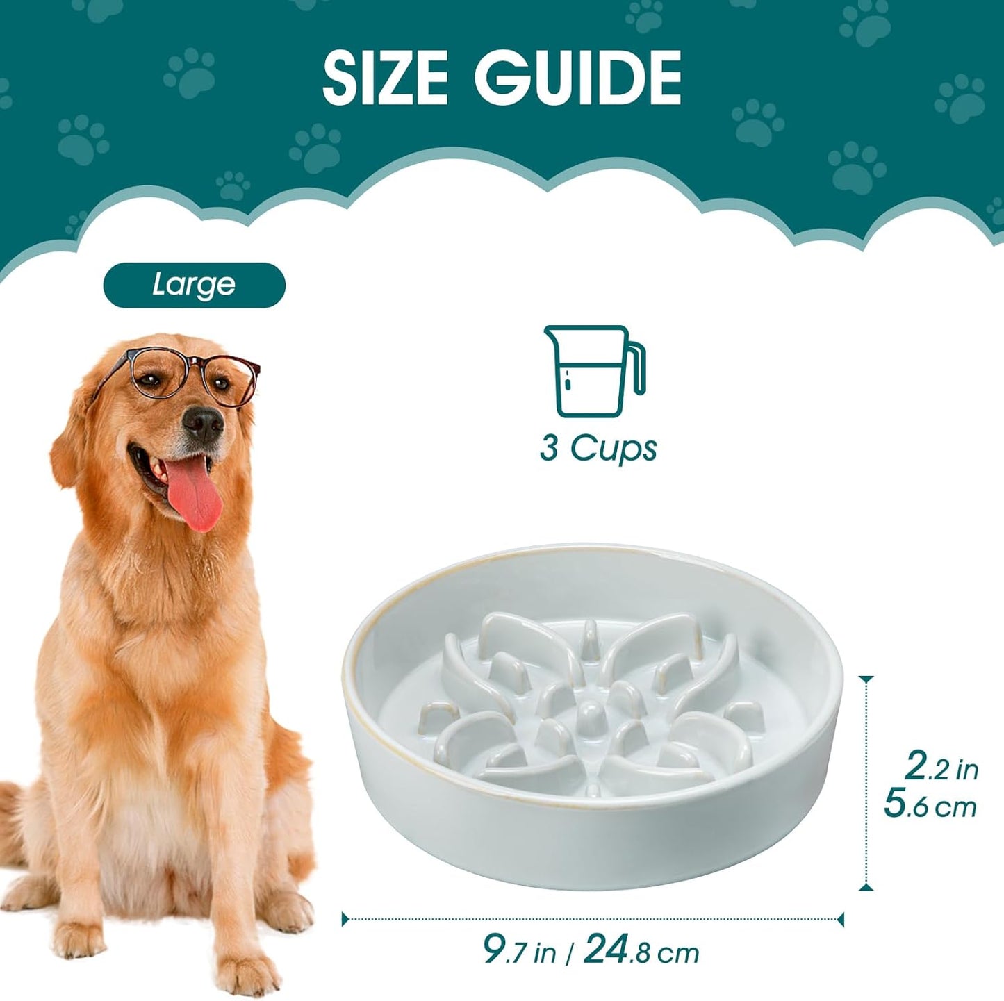 vancasso Ceramic Slow Feeder Dog Bowls, Puzzle Dog Food Bowls with Floral Maze, Anti -Slip Pet Food Dish for Small Breed, 0.6 Cups, Pink
