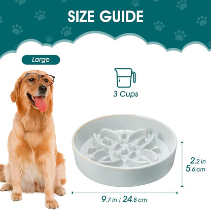 vancasso Ceramic Slow Feeder Dog Bowls, Puzzle Dog Food Bowls with Floral Maze, Anti -Slip Pet Food Dish for Small Breed, 0.6 Cups, Pink
