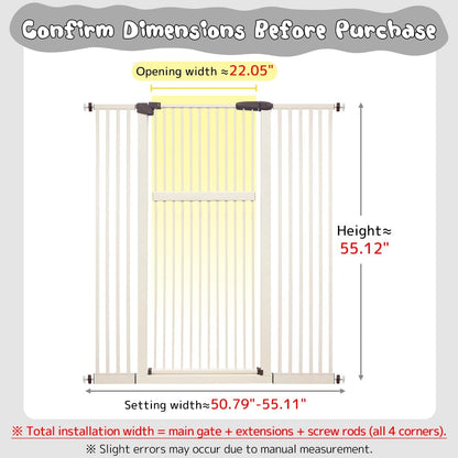 Lumizone Extra Tall Cat Gate 61.02" High Pressure Mounted Extra Wide 30.12"-34.05" (17Sizes) 1.37" Gap No Drilling Auto-Close Tall Pet Gate for Dogs (Black, 30.12"-34.05" W)
