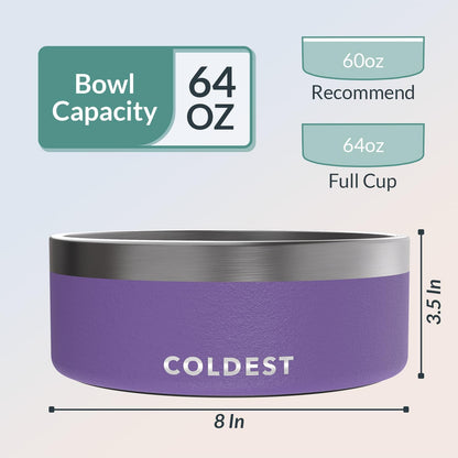 Coldest Dog Bowl - Anti Rust Metal, Non Slip, 3 Layers Insulated Stainless Steel Dog Bowls - Spill Proof & Heavy Duty - Water Bowl for Dogs, Cats & Pets, Dish Washer Safe (21 oz, Stealth Black)