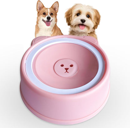 No-Spill Dog Water Bowl for Large Medium Small Dogs and Cats - Anti-Splash Pet Bowl with Floating Disk & Non-Skid Base, 34oz/1L Large Capacity (Blue)