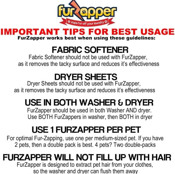 1 PK FurZapper Pet Hair Remover for Laundry