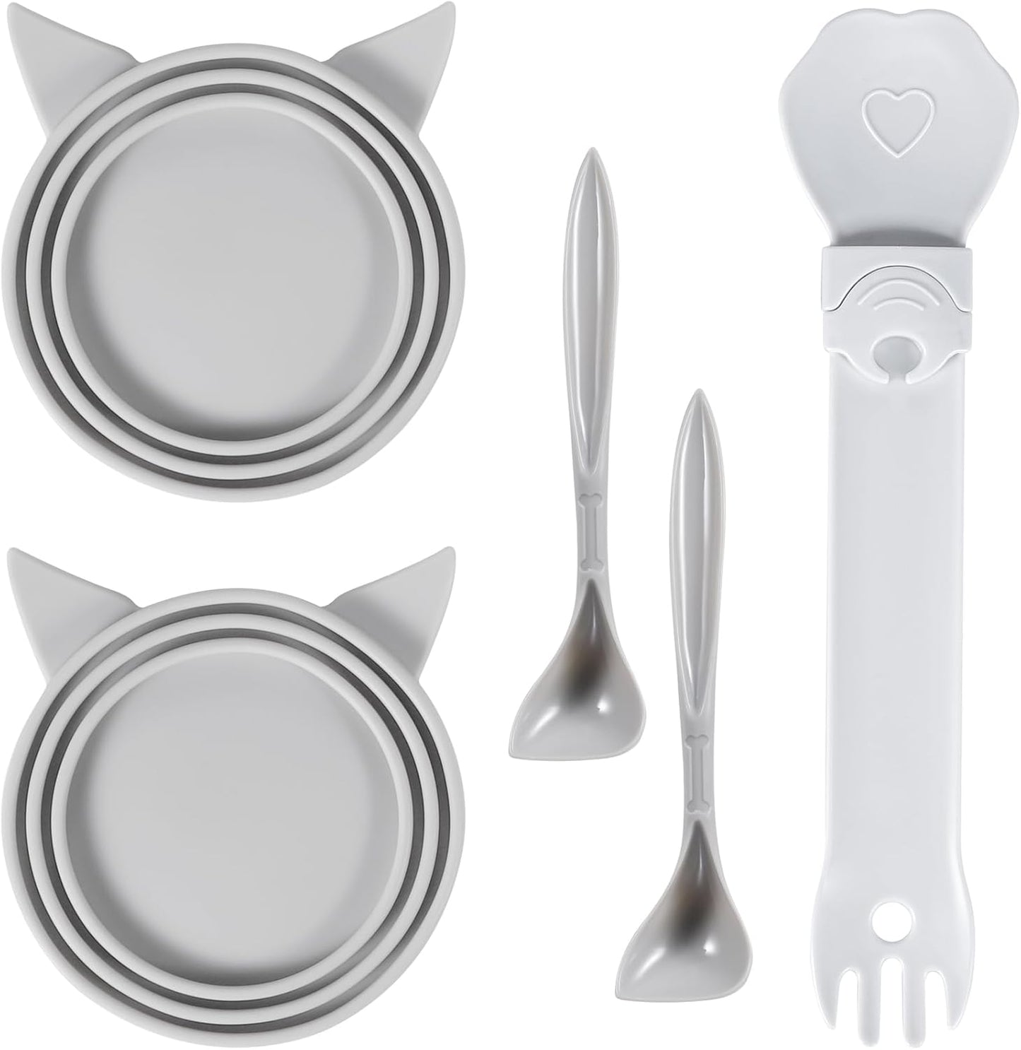 5-Piece Set Reusable Cat Food Can Lids, BPA-Free, Odor-Proof, Fits 2.4/2.8/3.2 Inch Cans (2.8oz/3oz/5.5oz), Fridge Safe (gray)