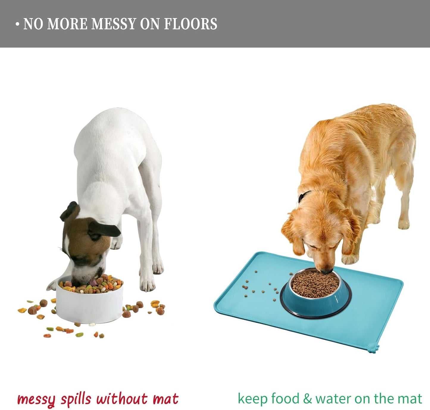 Reopet Waterproof Pet Feeding Mat, Non-Slip Silicone Placemats for Dog Cat Food and Water Bowl, High Raised Edges to Prevent Spills and Protect Floors