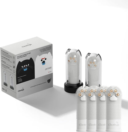 Pet Finger Toothbrush with Flavor Burst Beads, 360° Silicone Toothbrush Kit for Dogs & Cats, Deep Teeth Cleaning - 6 Pcs Mix Flavor