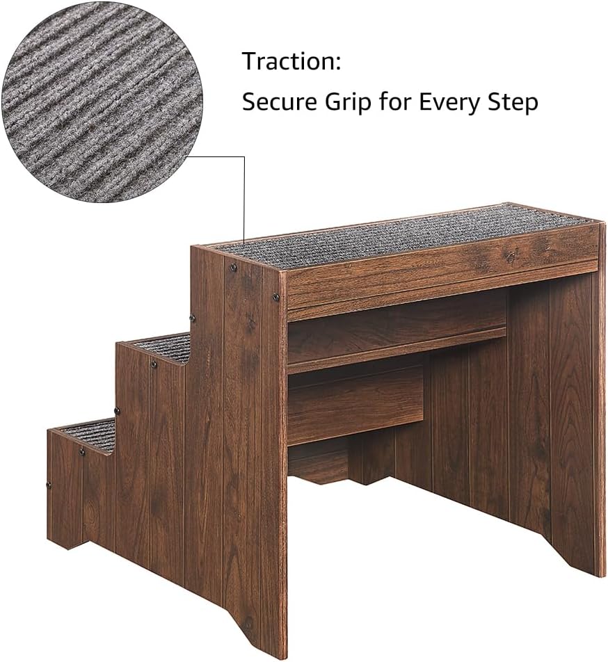 beeNbkks Furniture Style Dog Stairs, Pet Steps for Small Dogs and Cats, Wooden Non-Slip Pet Ladder for Elderly Injured Pets Short Legged Puppy to Reach Couch Sofa High Bed Windowsill