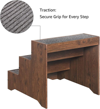 beeNbkks Furniture Style Dog Stairs, Pet Steps for Small Dogs and Cats, Wooden Non-Slip Pet Ladder for Elderly Injured Pets Short Legged Puppy to Reach Couch Sofa High Bed Windowsill