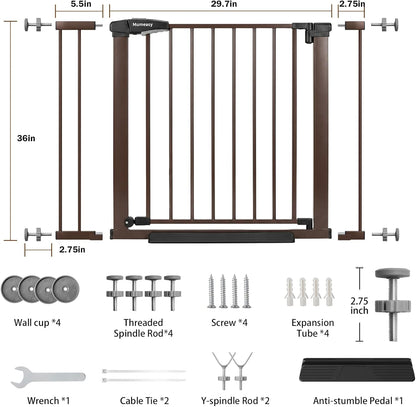 Mumeasy 36" High Extra Tall Dog Gate, 29.6"-40.5" Wide Pressure Mounted Tall Baby Gate for Dog, Auto Close Pet Gate with Door for Stairs,Doorways,House,Black