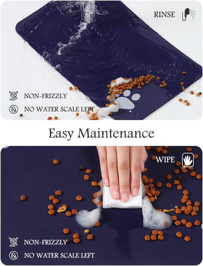PADOOR Pet Feeding Mat-Absorbent Dog Mat for Food and Water Bowl-No Stains Easy Clean Dog Food Mat-Quick Dry Water Dispenser-Puppy Supplies Accessories