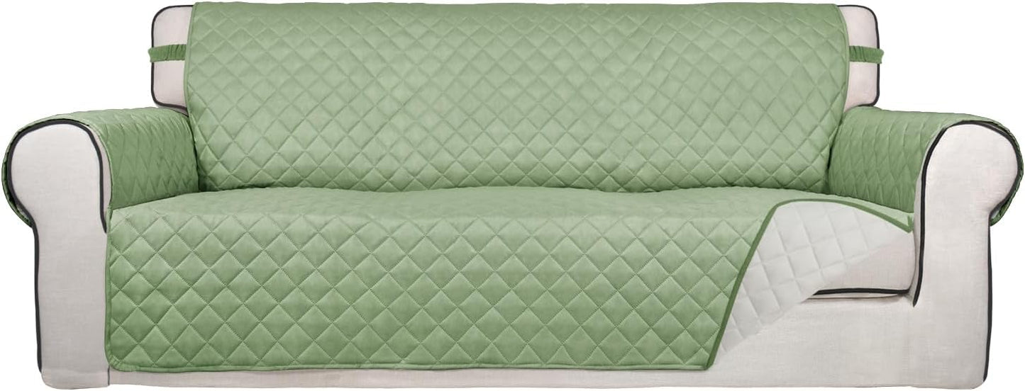 PureFit Reversible Quilted Sofa Cover, Water Resistant Slipcover Furniture Protector, Washable Couch Cover with Non Slip and Elastic Straps for Kids, Dogs, Pets (Sofa, Gray/Light Gray) - Colors B