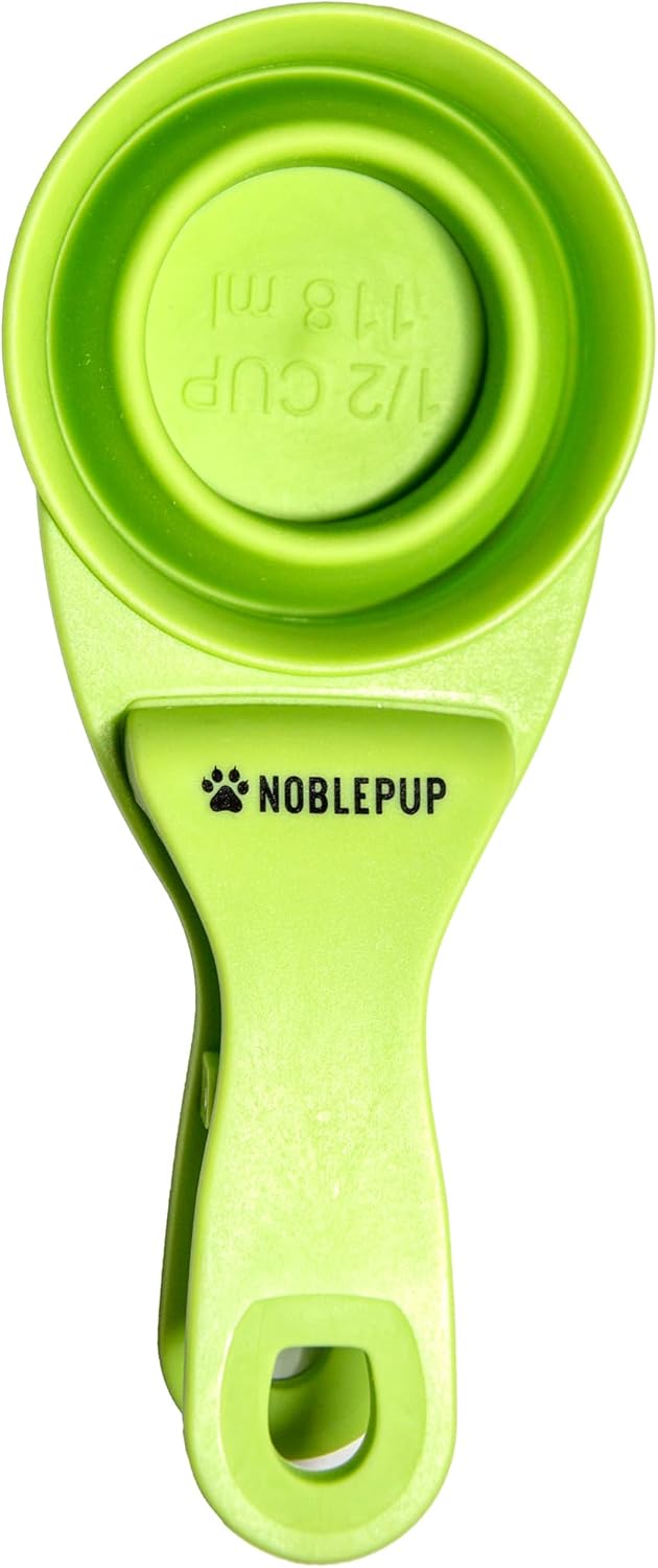 MeasureMate Pet Food Scoops with Bag Clip for Dog and Cat - 3-in-1 Multi-Function Collapsible Food Measuring Cup - 1 Cup Capacity, 8oz, Green - Dishwasher Safe