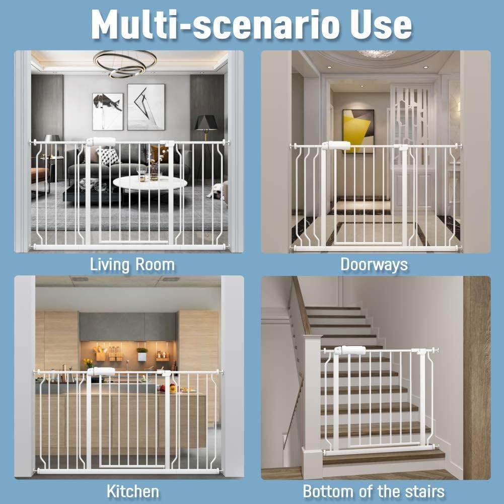 ALLAIBB Extra Wide Pressure Mount Baby Gate Auto Close Metal Child Dog Pet Safety Gates with Walk Through for Stairs,Doorways,Kitchen and Living Room (62.02-66.93"/158-170cm)