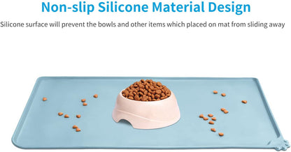 AUDWUD Silicone Waterproof Pet Feeding Mats,Anti Slip Bowl Pad,Dog Mat for Food and Water