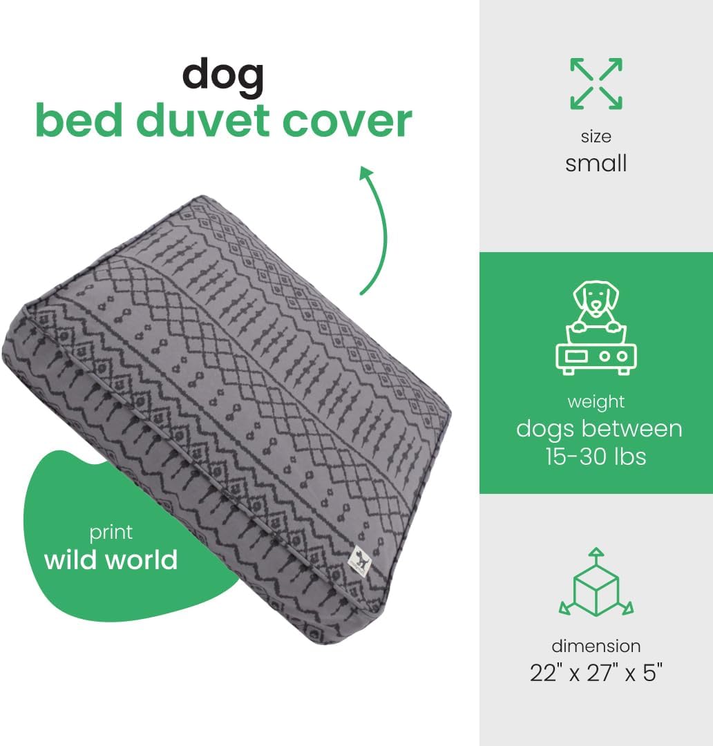 Molly Mutt Medium to Large Dog Bed Cover- Forever Young Print - Measures 27”X36”X5’’ - 100% Cotton - Durable - Breathable - Sustainable - Machine Washable Dog Bed Cover (Dd82b)