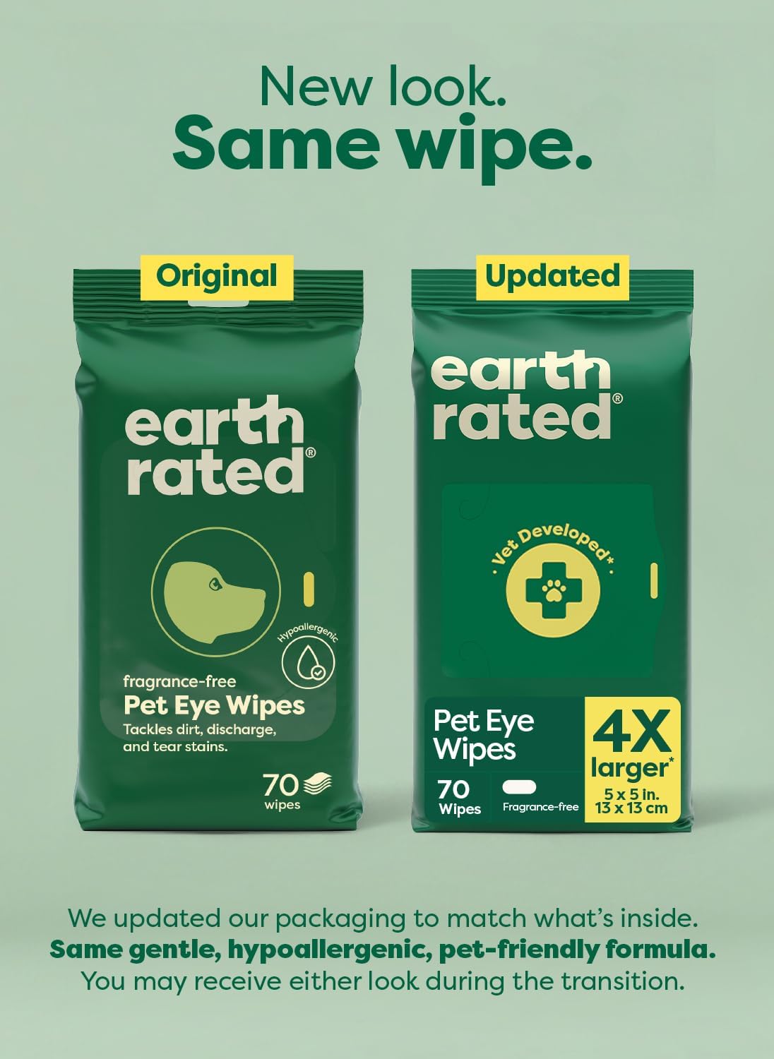 Earth Rated Dog Wipes, Hypoallergenic, Cleaning and Hydrating, for Grooming Paws, Body and Butt, Lavender Scented, 400 Count