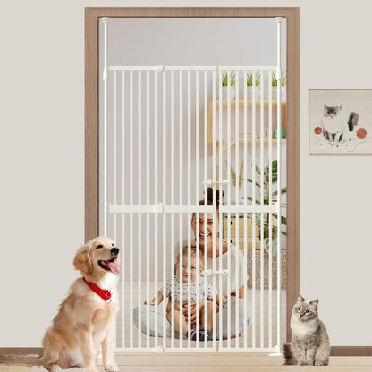 71" Extra Tall Cat Gate for Doorway,34"-37" Wide Pet Gate Pressure Mounted Walk Through Swing Auto Close Safety Dog Gates for Indoor, Stairs,Hallway