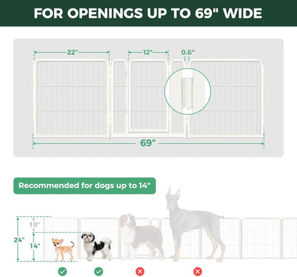 FXW Dog Gate Extra Wide Designed for Indoor Use, Adjustable Width Up to 183-inch Wide (24" H 8 Wire Panels for Puppies and Small Dogs), Black