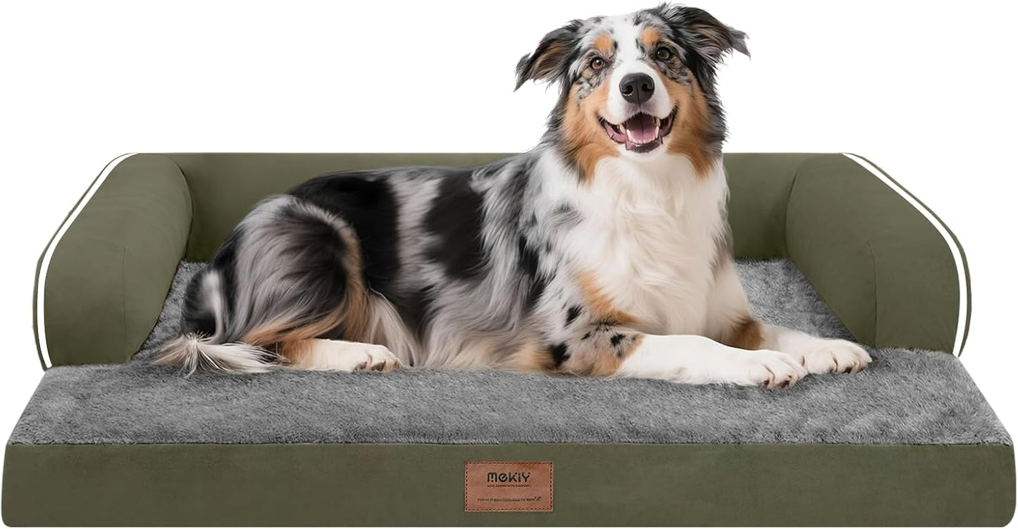 Large Dog Bed Orthopedic Washable - Beds Bolster - Medium XL XLarge Big Dogs - Memory Foam Couch Sofa - Waterproof with Removable Cover