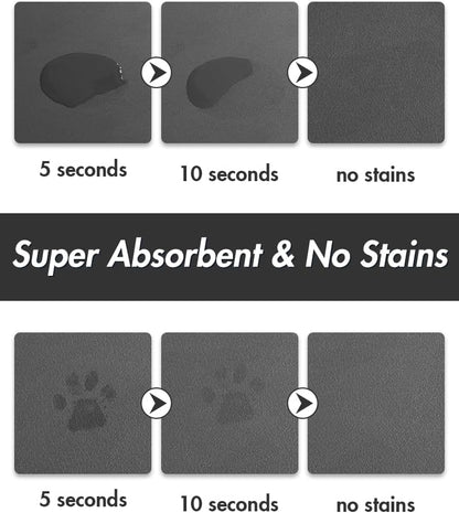 MontVoo Dog Food Mat-Pet Feeding Mat for Food and Water-No Stains Quick Dry Dispenser Cat Bowl Mat for Messy Drinkers(12"x19" Dark Grey)