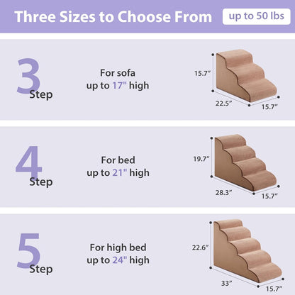 LEXTRO Dog Stairs for Small Dogs, 2-Steps Dog Ramp for Couch, Pet Stairs with Highly Supportive Foam and Non-Slip Bottom, Pet Steps for Cat & Doggie (High 11.8 Inch)