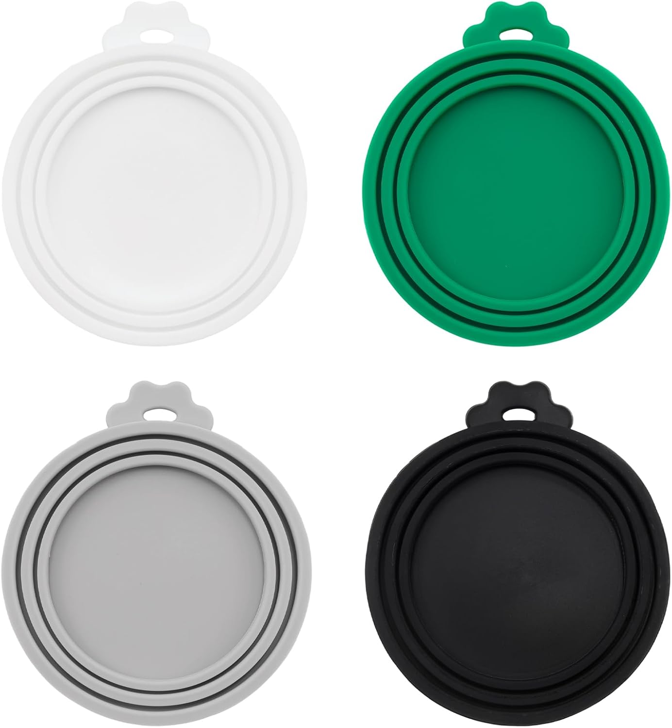 PINE & LINEN 4 Pcs 2.5inch Durable Pet Can Lids, Silicone Small Pet Can Covers Waterproof Cat Food Cans Lids for 3 oz Cat Food Cans（Yellow+Red+Pink+Blue）