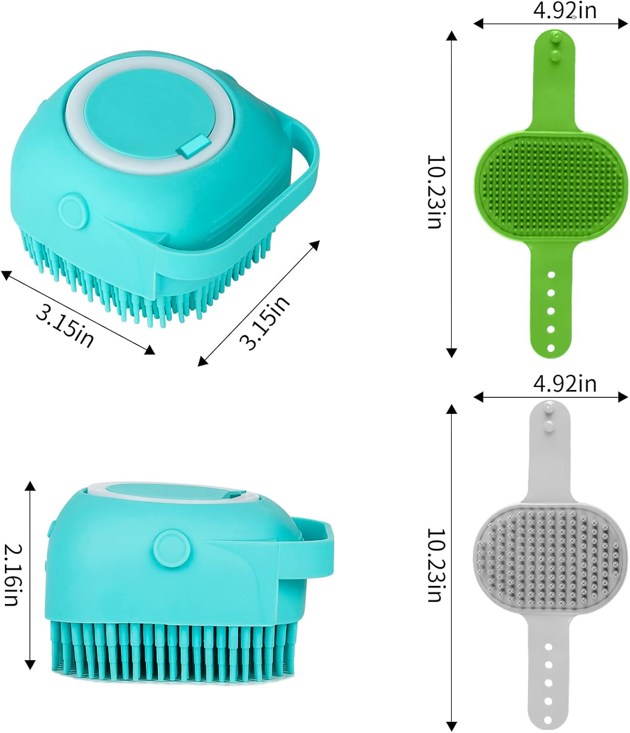 Comotech 6PCS Dog Bath Brush & Dog Toothbrush | Adjustable Handle Shampoo Brush & Scrubber for Short & Long Haired Dogs & Cats | Effectively Solve Odor & Stain Removal Problems (Blue Blue Blue.)