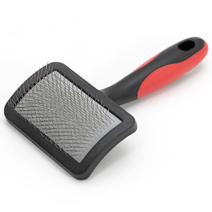 Jeffers Pet Dual Level Pin Universal Slicker Brush for Dogs, Cats & Small Pets - Curved Grooming Brush with Long & Short Pins for Shedding, Detangling, Finishing - Remove Mats & Dead Coat - Large