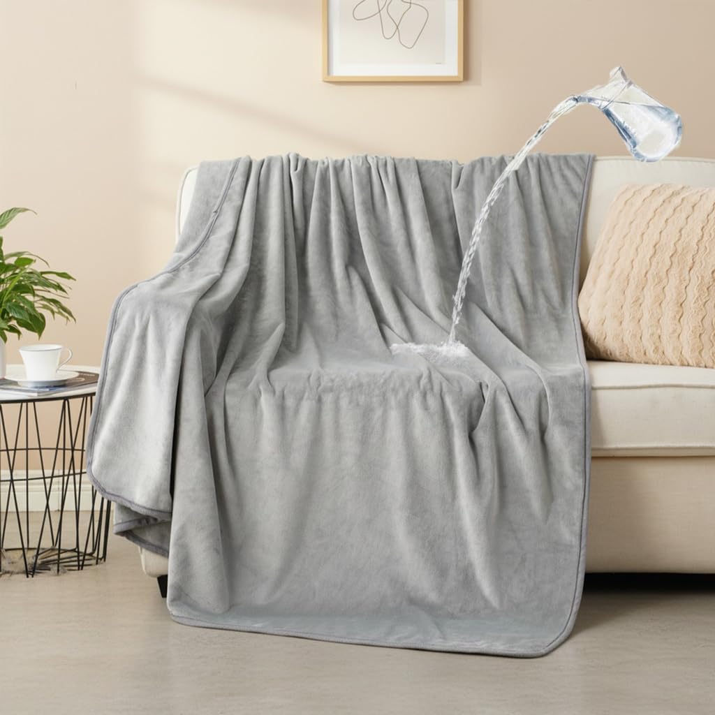 Waterproof Dog Blankets Pet Blanket 50"x60", Soft Fluffy Sofa Car Bed Protector, Reversible Sherpa Fleece Dog Blanket for Large Dogs (Dark Grey-Paws)