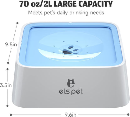 ELS PET Travel Bowl, No Spill, No Drip Slow Water Feeder/Dispenser for Dogs, Cats, 35oz/1L, Splash Proof Travel Bowl for Crate and Car, Keeps Floor & Beard Dry, Dishwasher Safe (Grey)