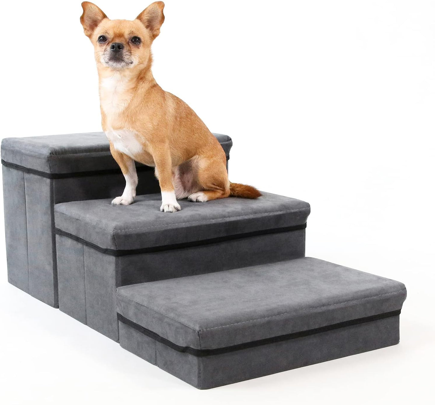Foldable Dog Stairs/Steps 2-Tier Pet Steps Storage and Adjustable Steps for Small Medium Dogs Pet Steps Storage Stepper for High Beds Sofa Pet Dog Cat