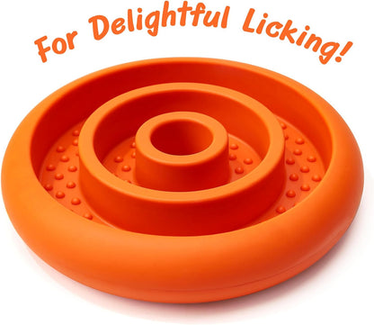 Slow Feeder Lick Mat for Dogs - Keep Them Busy - Natural Rubber Dog Frozen Treat Toys - Durable Interactive Enrichment Toys - Licking Dish for Dog De-Stressing, Red