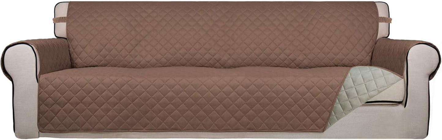 PureFit Reversible Quilted Sofa Cover, Water Resistant Slipcover Furniture Protector, Washable Couch Cover with Non Slip and Elastic Straps for Kids, Dogs, Pets (Sofa, Gray/Light Gray) - Colors A