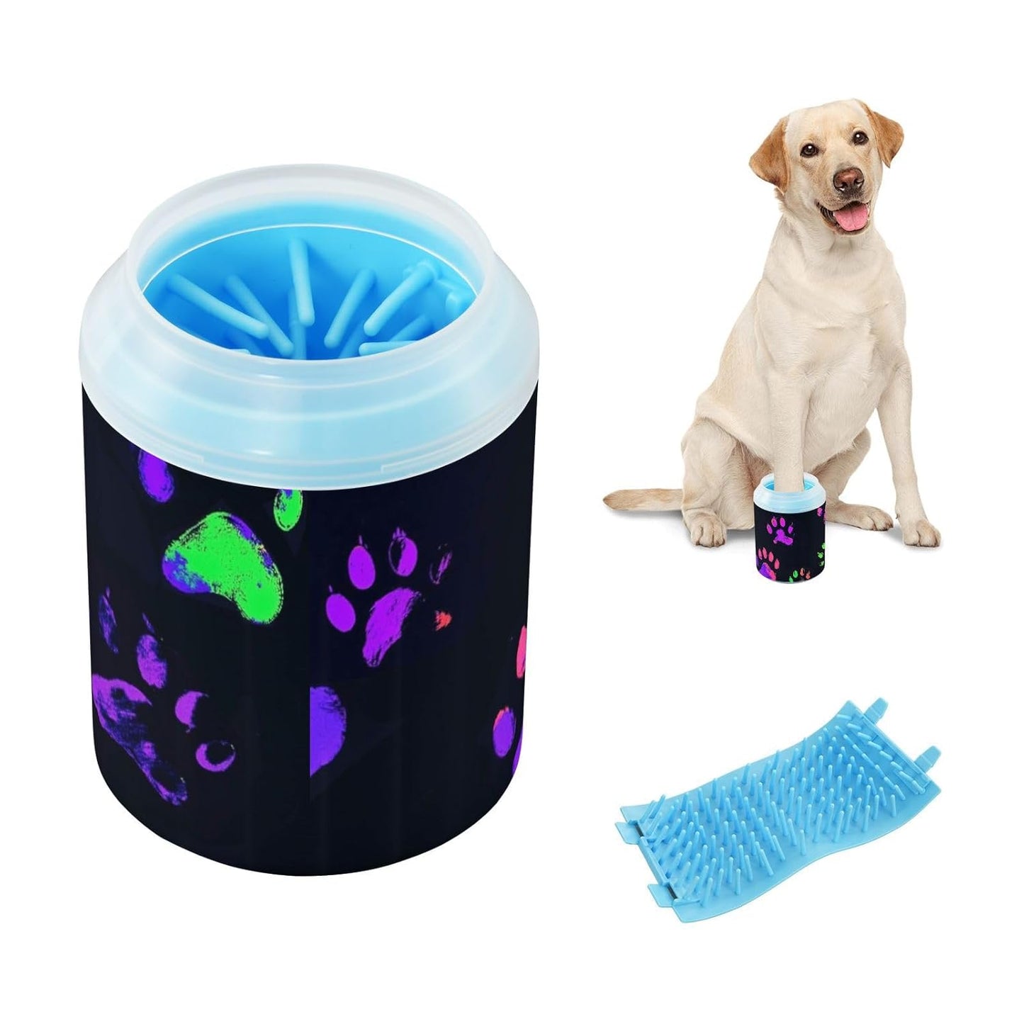 Dog Paw Cleaner Cups for Dogs Pet Foot Washer Paw Scrubber for Medium Small Dogs Cats Cleaning Cup Cute Yellow Fiesta Guitars Cacti and Ethnic Birds