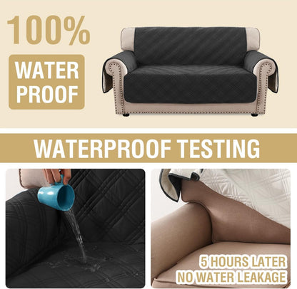 H.VERSAILTEX 100% Waterproof Slipcovers for Couches and Sofas Modern Pet Couch Cover Thick Soft Furniture Protector with Elastic Straps(Sofa, Lily Pad/Beige)