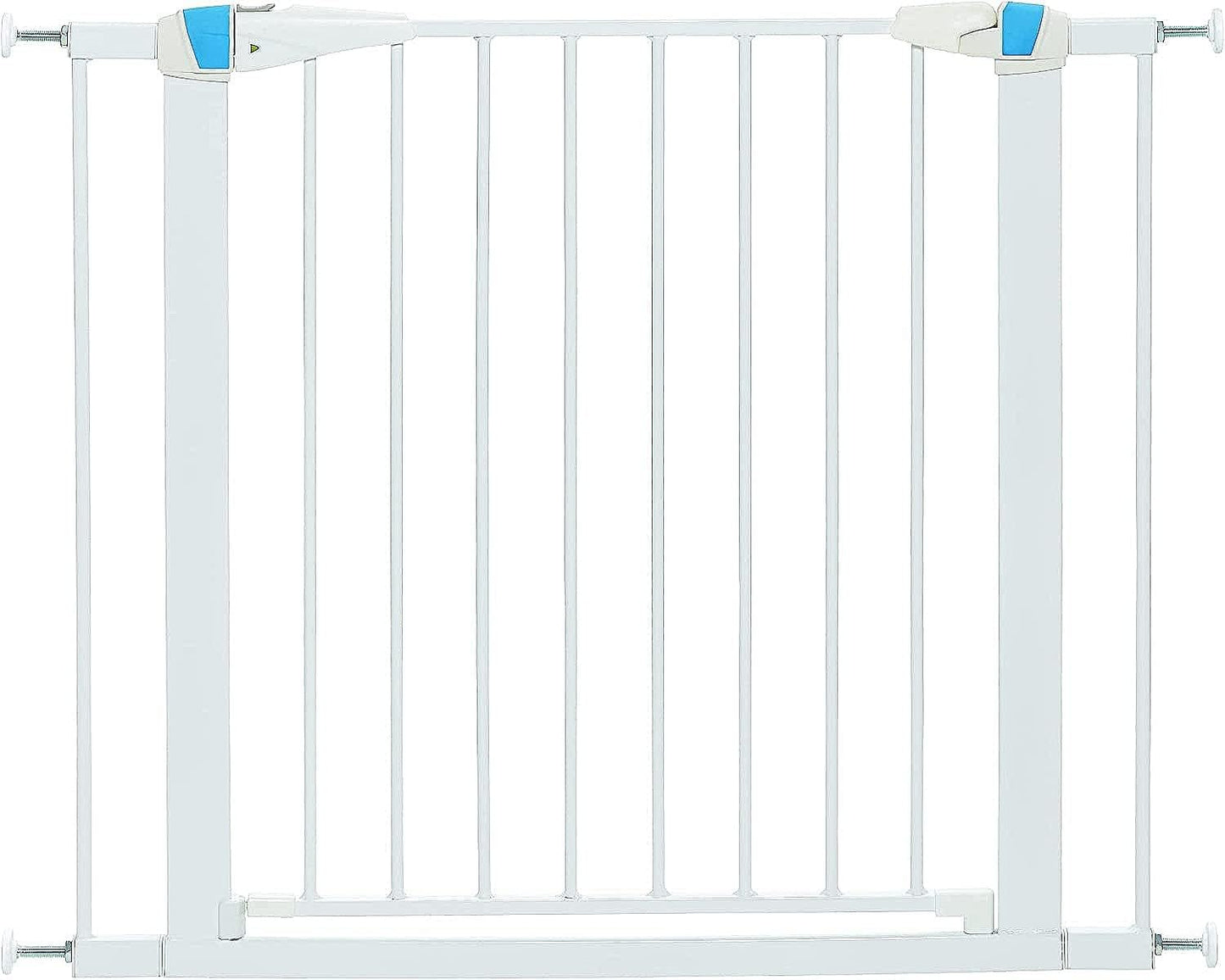 MidWest Homes for Pets 39 Inches Tall Walk-Though Steel Pet Gate, Pressure Mounted Dog Gatewith Glow Strip Measures 29-38 Inches Wide & Includes Two 3-Inch-Wide Extensions, Graphite