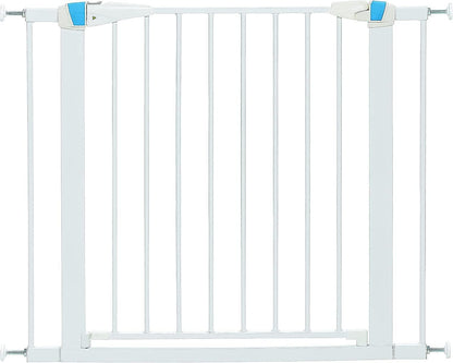 MidWest Homes for Pets 39 Inches Tall Walk-Though Steel Pet Gate, Pressure Mounted Dog Gatewith Glow Strip Measures 29-38 Inches Wide & Includes Two 3-Inch-Wide Extensions, Graphite