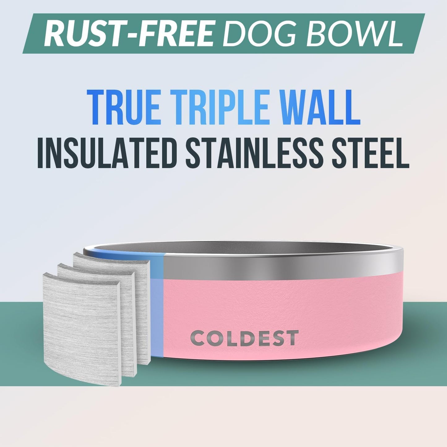 Coldest Dog Bowl - Anti Rust Metal, Non Slip, 3 Layers Insulated Stainless Steel Dog Bowls - Spill Proof & Heavy Duty - Water Bowl for Dogs, Cats & Pets, Dish Washer Safe (21 oz, Stealth Black)